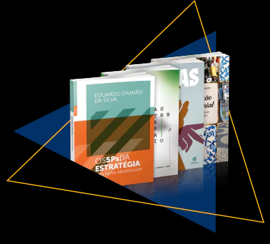 Livros Digitais Quatro livros enfileirados representando uma biblioteca virtual